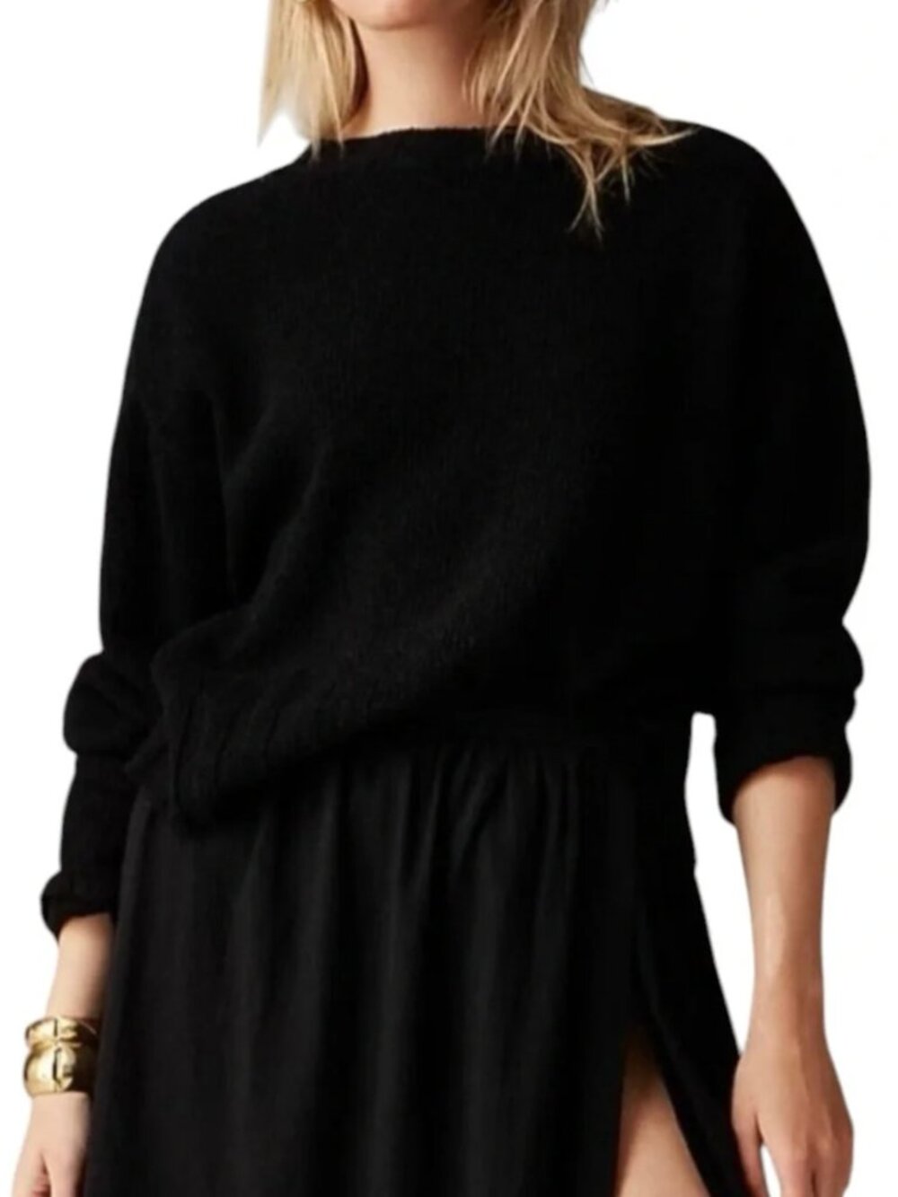 J. Crew Black Crewneck Cotton/Linen Knit